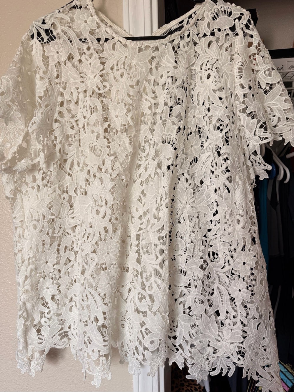 Lane Bryant White Lace Short Sleeve Blouse